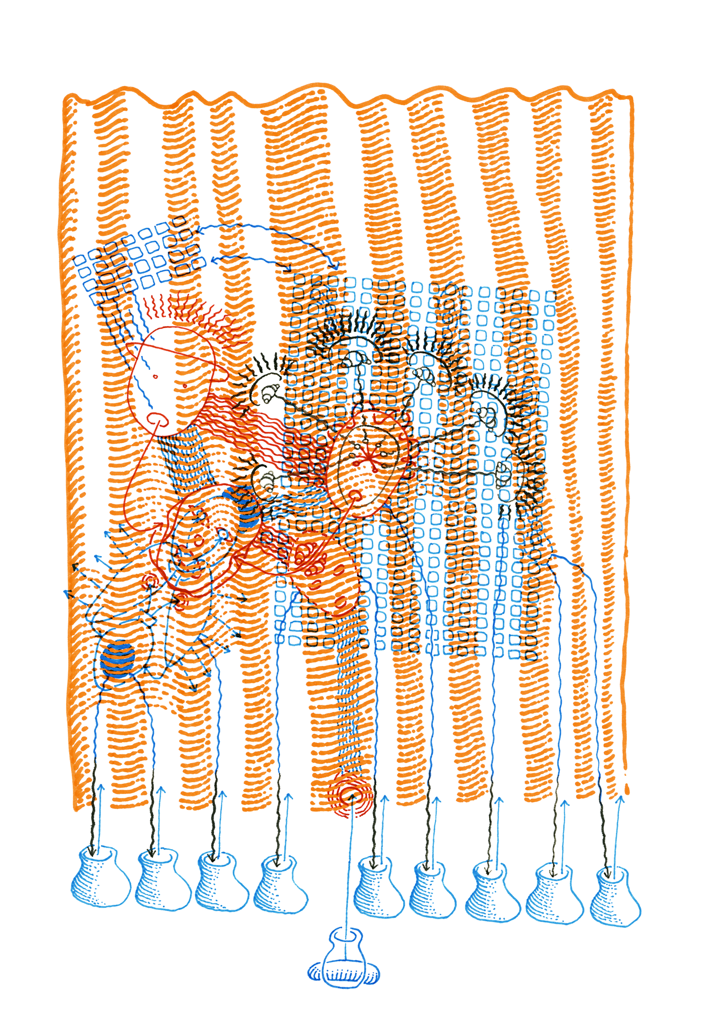 Hannes Kater: Zeichnung aus dem Jahr 1997, Filzstift auf A4 Papier