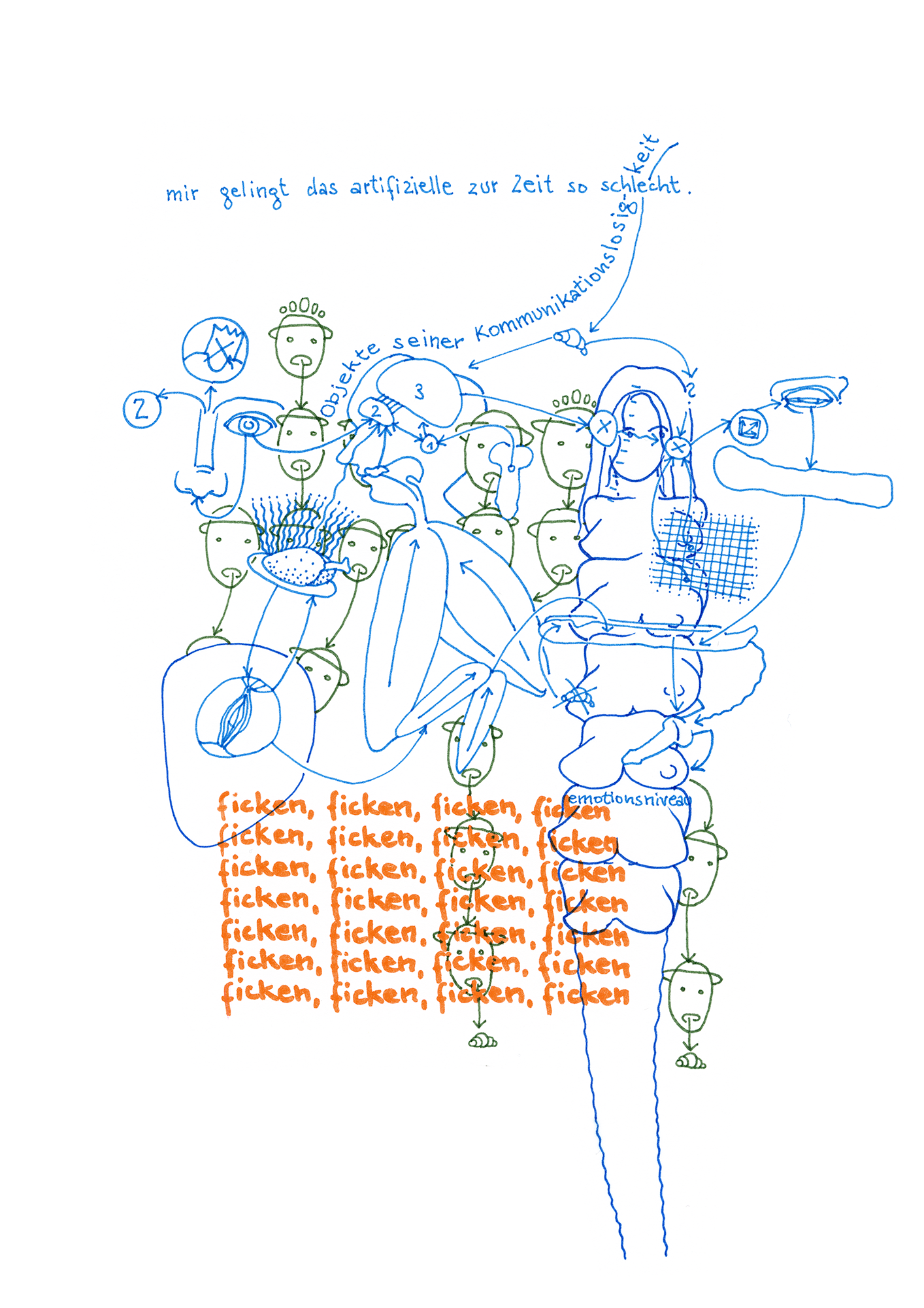 Hannes Kater: Zeichnung aus dem Jahr 1997, Filzstift auf A4 Papier