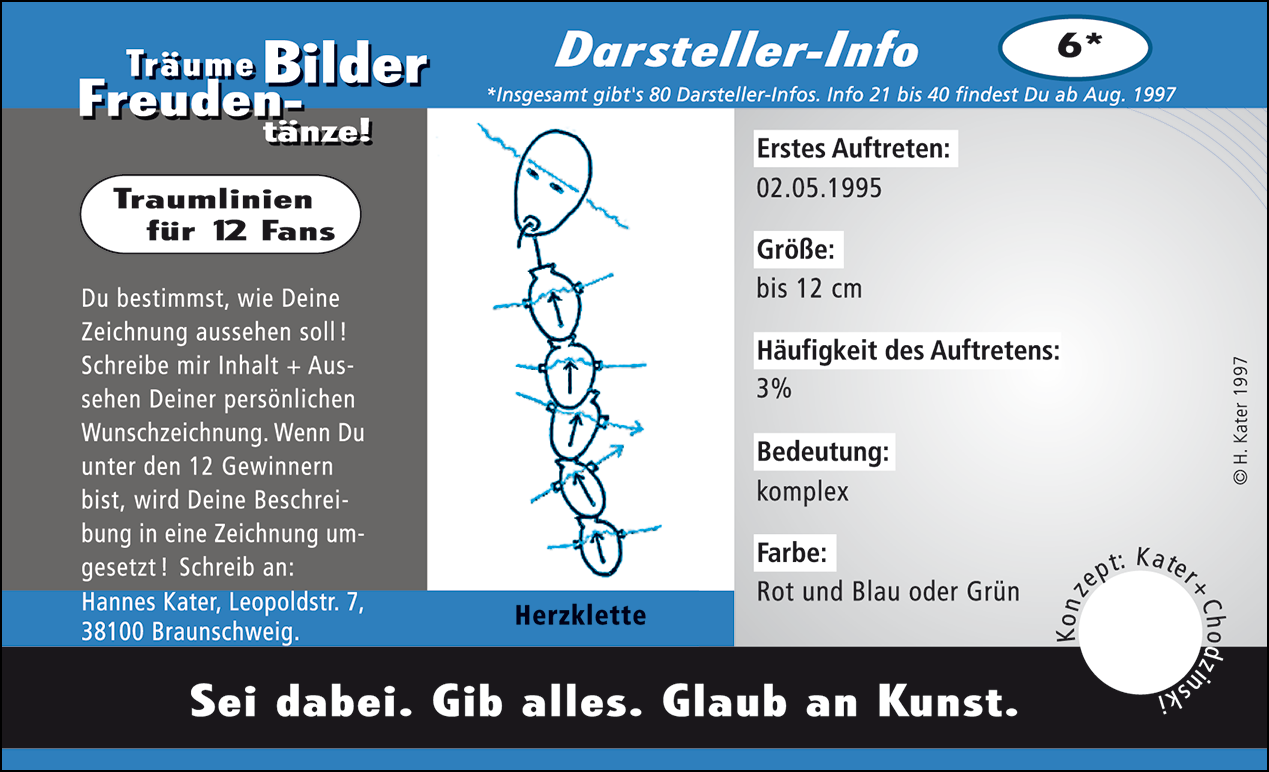 Hannes Kater: Auftragskärtchen *06 Herzklette, Vorderseite, Version von 1997