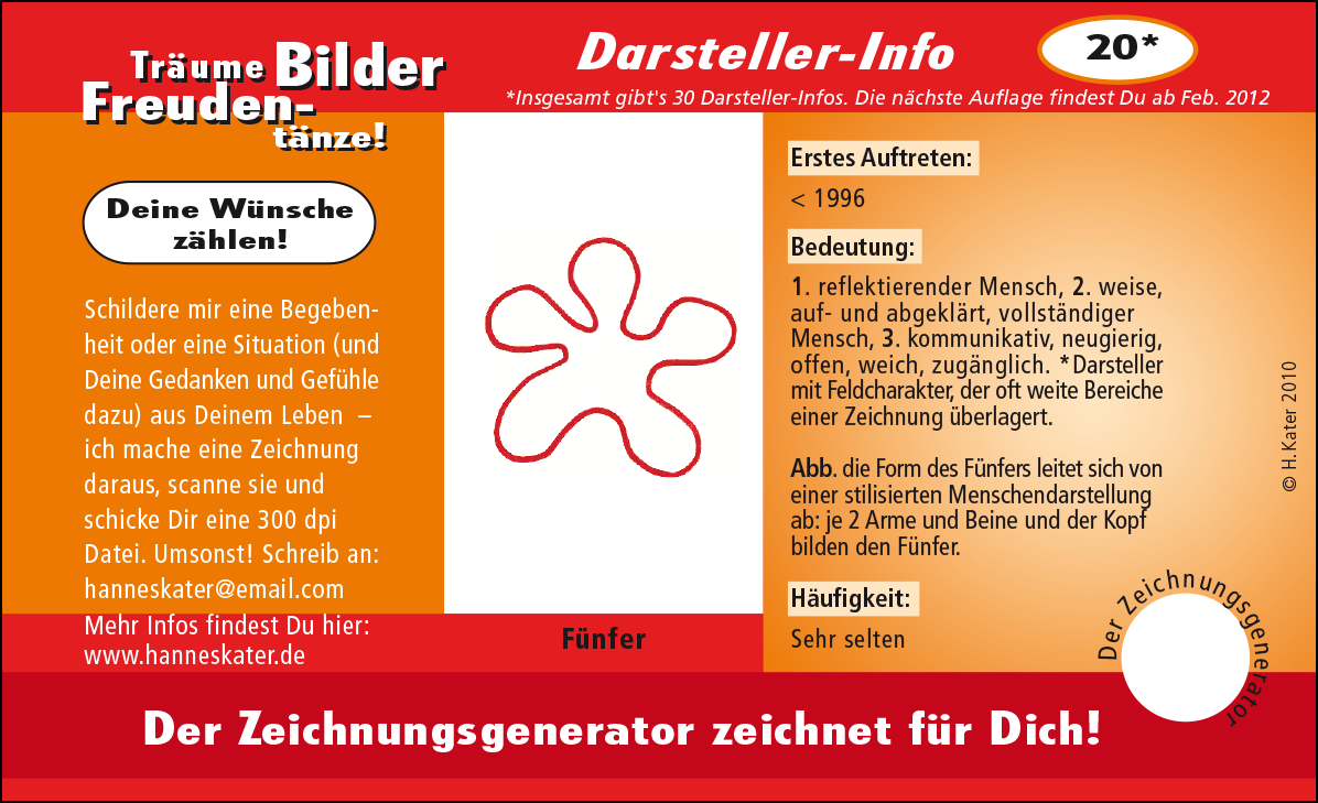 Hannes Kater: Auftragskärtchen *20 Fünfer, Vorderseite, Version von 2010