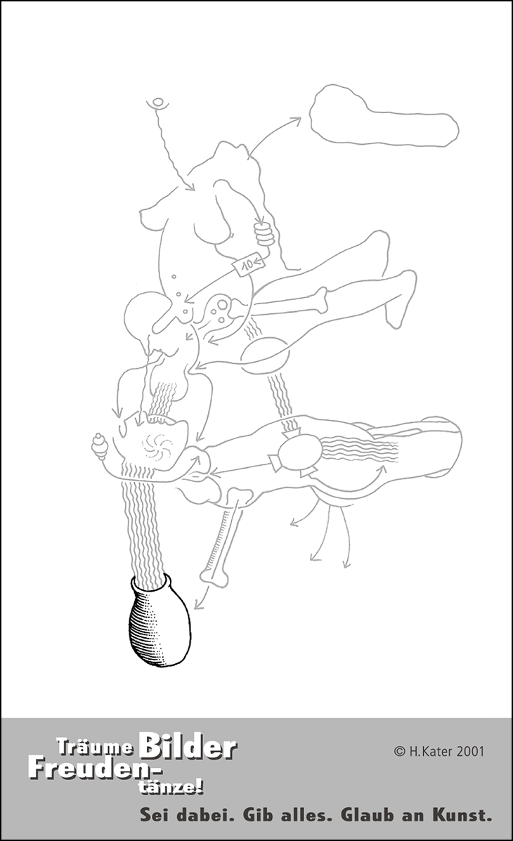 Hannes Kater: Auftragskärtchen *23 Vase, Rückseite, Version von 2001